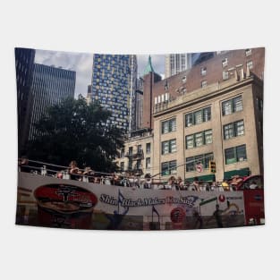 Tour Bus, Water St, Manhattan, New York City Tapestry