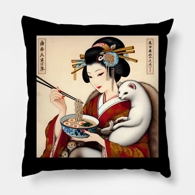 ukiyo-e - ramen ukiyo e Pillow by vaporgraphic