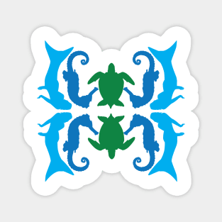 Mermaids seahorses sea turtle 2 Magnet