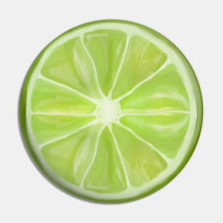 Green Lime Citrus Circle Slice Pin