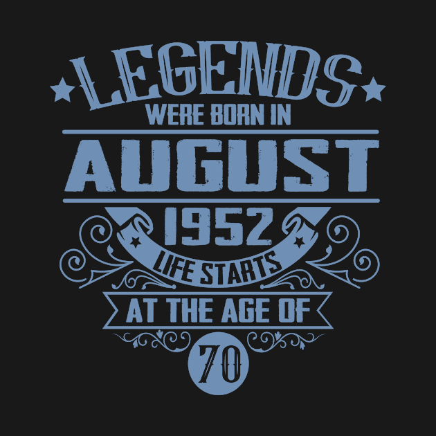 70th Birthday August 1952 Gift Idea by HBfunshirts