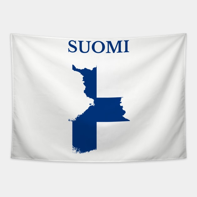 Finland, Suomi Map Flag Tapestry by maro_00