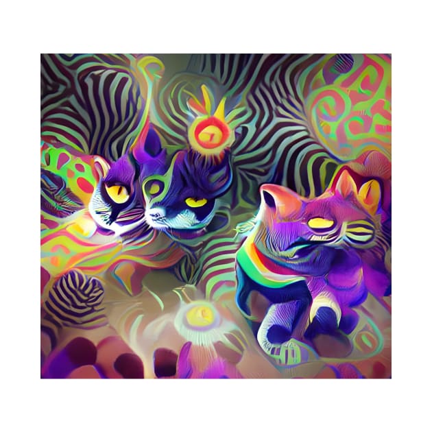 Psychedelic Cats by Mihadom