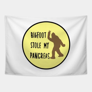 Bigfoot Stole My Pancreas Yellow Tapestry