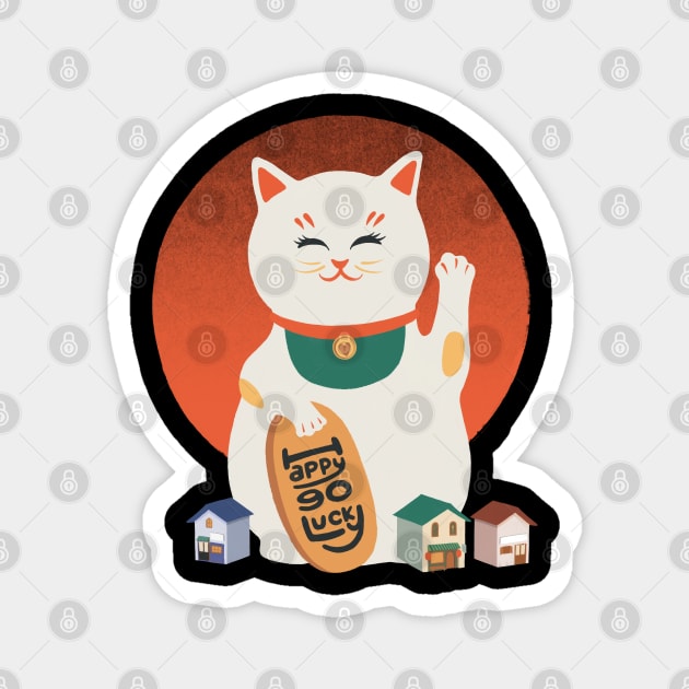 Happy go lucky cat 1 Magnet by Chewbarber