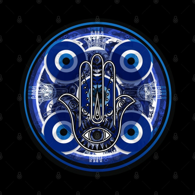 Hamsa Evil Eye Mandala by Aurora X