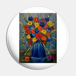 A stunning painting of some mixed flowers in a glass vase Pin