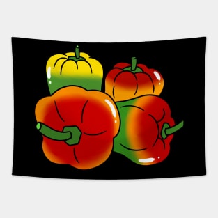 Four Rainbow Bell Peppers Tapestry