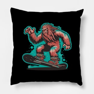 Snowboarding Sasquatch Pillow