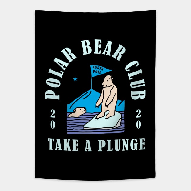 Polar Bear Club Take a Plunge New Years Day 2020 Tapestry by okpinsArtDesign