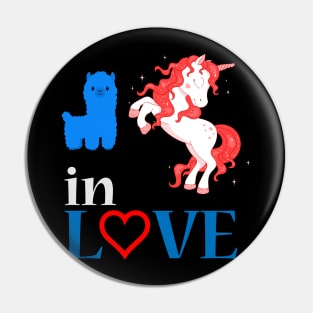 Alpaca Llama and Unicorn Love Pin