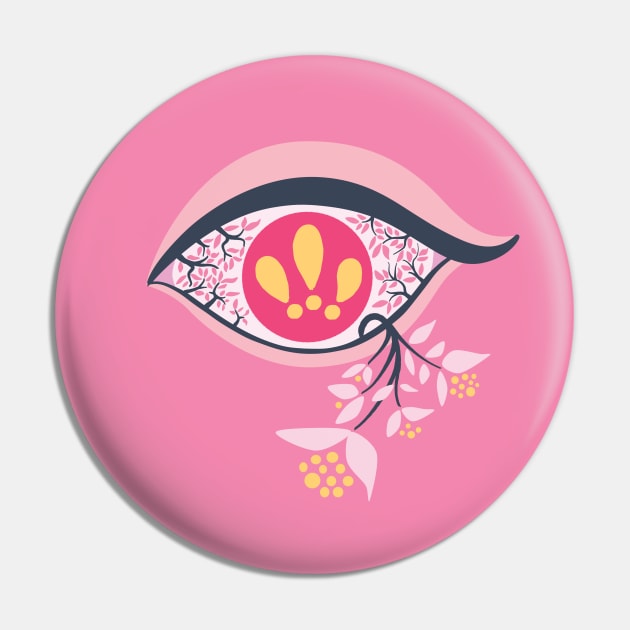 Pink Eye Floral Weird Pastel Goth Psychedelic Pin by Boriana Giormova