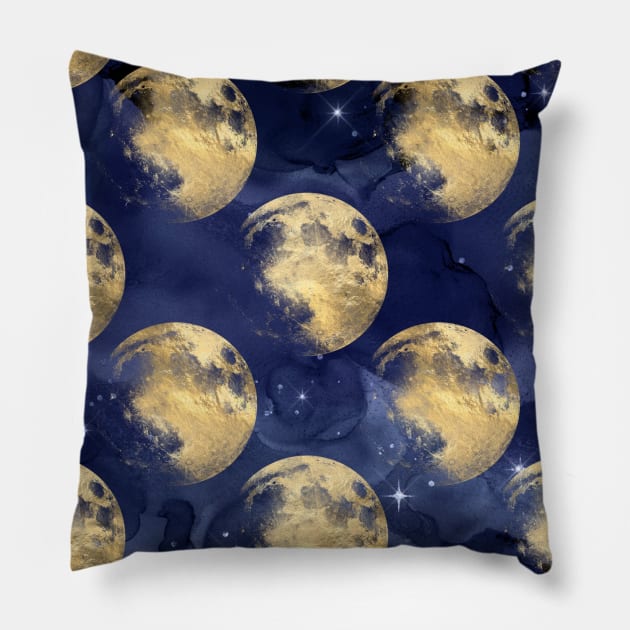 Galaxy Moon 9 Pillow by Sahl King