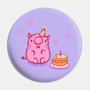 Pig with a cake Pin