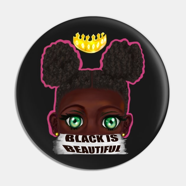 Black is beautiful black girl with Afro hair in puffs, green eyes and dark brown skin side profile. Hair love ! Pin by Artonmytee