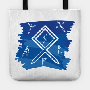 Night Sky Blue Paint Runes Norse Mythology Asatru Tote