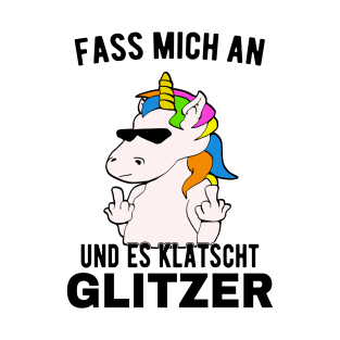 Einhorn zeigt Mittelfinger Es Klatscht Glitzer Fun T-Shirt