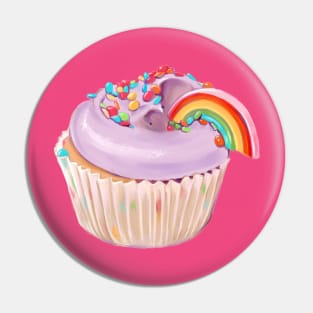 Pink Pastel Rainbow Cupcake Pin