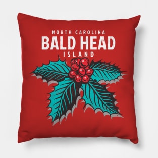 Bald Head Island, NC Christmas Vacationing Holiday Holly Pillow