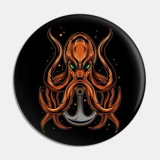 octopus with anchor ship tees Pin