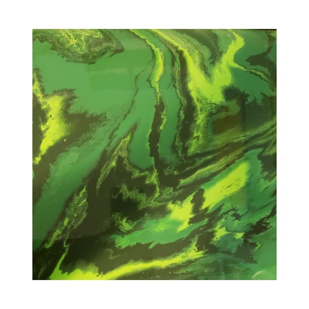 Green on greenacrylic pour by Kim-Pratt