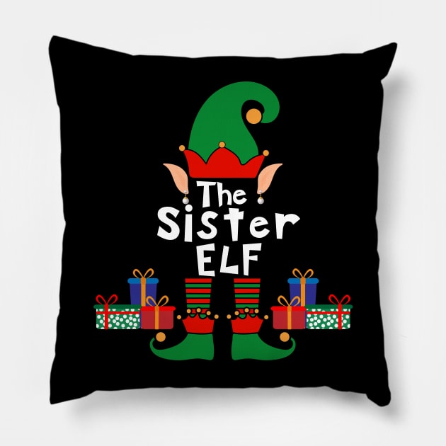 Funny Family Matching Christmas Sister Elf Pillow by Mind Your Tee