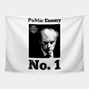 Trump Mugshot-Public Enemy No. 1-B/W Tapestry