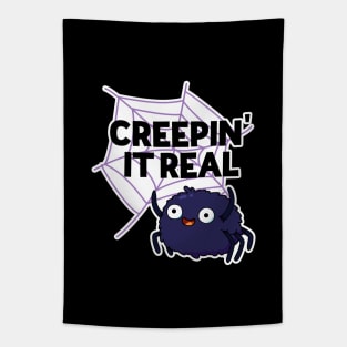 Creepin It Real Cute Halloween Spider Pun Tapestry