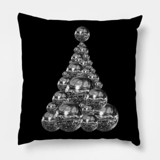 70s Silver Disco Ball Christmas Tree Pillow