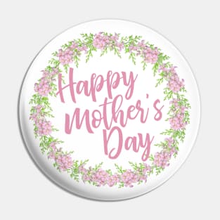 Happy Mother's Day Calligraphy with Floral Wreath Pin