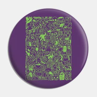 Halloween Doodle (green) Pin