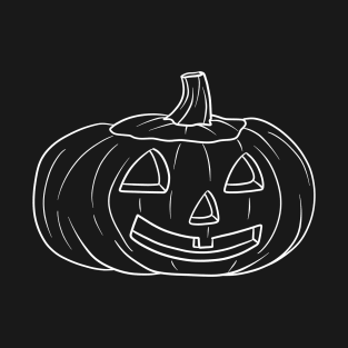 Halloween Jack O' Lantern White Line Design T-Shirt