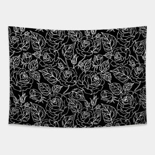 Roses in Black and White - Pretty Flowers - Floral Pattern Tapestry