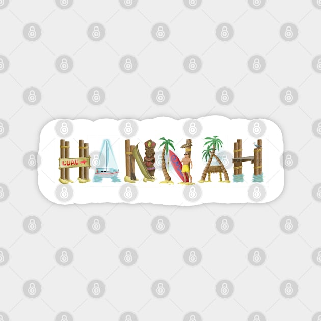 Hannah Personalized Beach Art Magnet by Reading With Kids