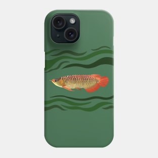 Orange Arowana Fish Green waves Phone Case