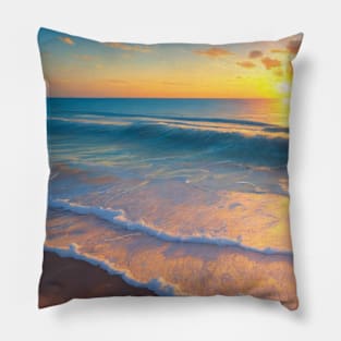 Beach Waves Closeup Dreamcore Pillow