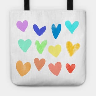 Watercolor Colorful Hearts Tote