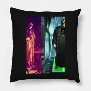 Cyberpunk Aleister Crowley The Great Beast of Thelema painted in a Surrealist and Impressionist style Pillow