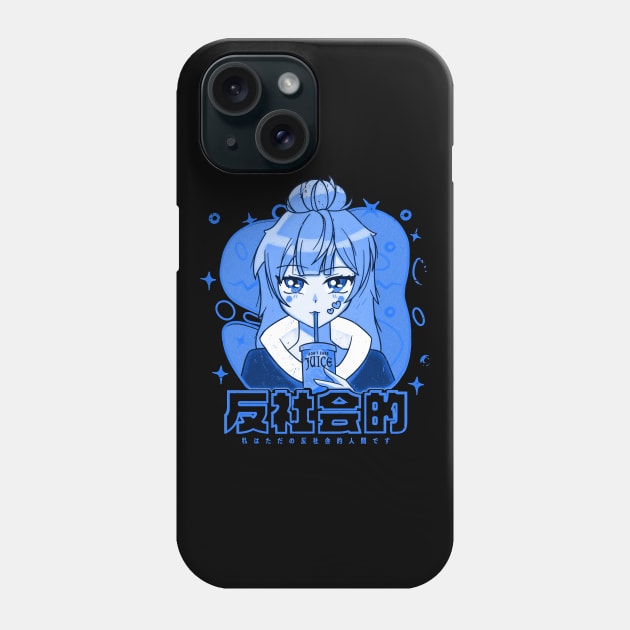 Anime Girl with Kanji Blue Version Phone Case by SolidFive7