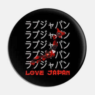 Japan Map Travel Japanese Lover Symbol Kanji Love Japan Retro 257 Pin