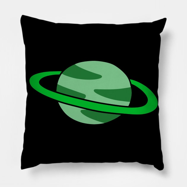 Green Ringed Planet Pillow by saradaboru