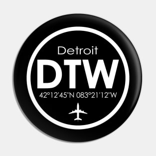 DTW, Detroit Metropolitan Wayne County Airport Pin