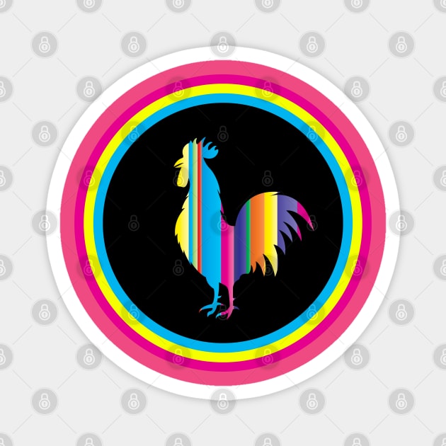 Rainbow Rooster Magnet by TJWDraws