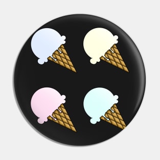 4 Flavor Ice Cream Pattern - Light Pastel Pin