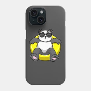 Panda with Sunglasses at Swimming with Swim ring Phone Case