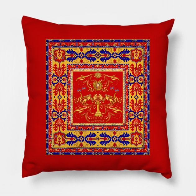 Golden Armenia Artwork Pillow by doniainart