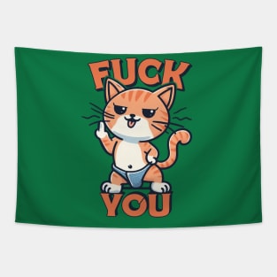 Fuck You // Funny Cat Design Tapestry