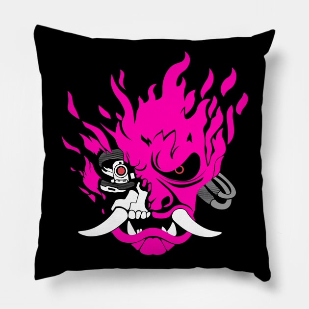 cyberpunk pink Pillow by cristianvan