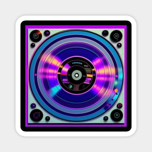 DJ Turntable Purple Holographic Magnet