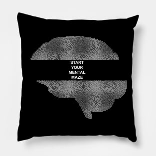 Start your mental maze - white letters on black background Pillow